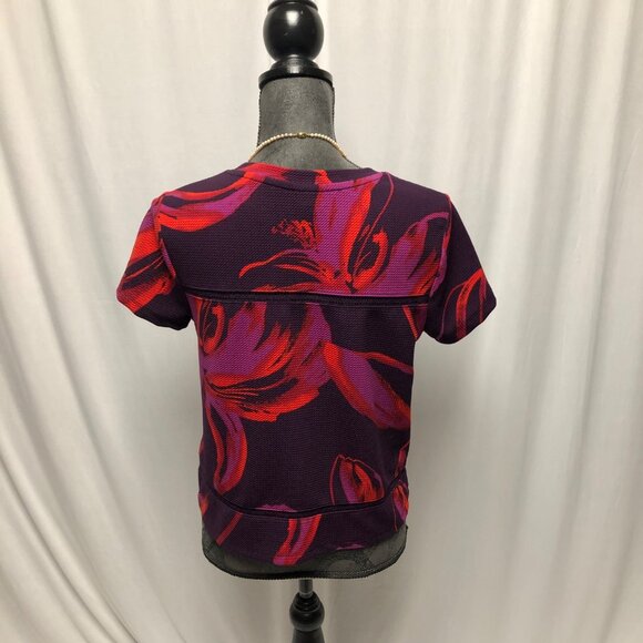 Worthington Top Womens Size Medium Petite Purple Red Stretch Short Sleeve Shirt - Picture 4 of 6